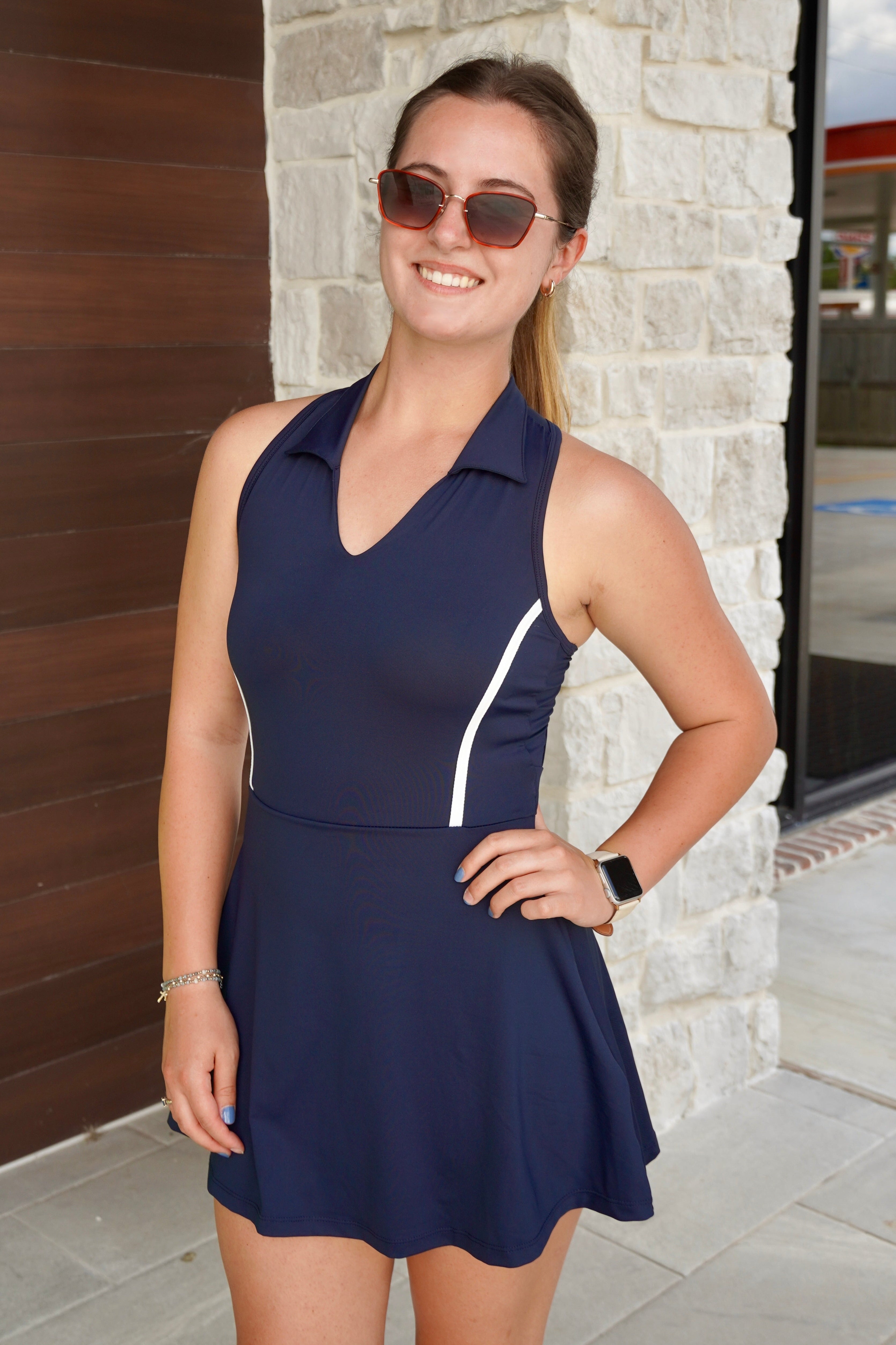 navy blue tennis dress Busy Woman